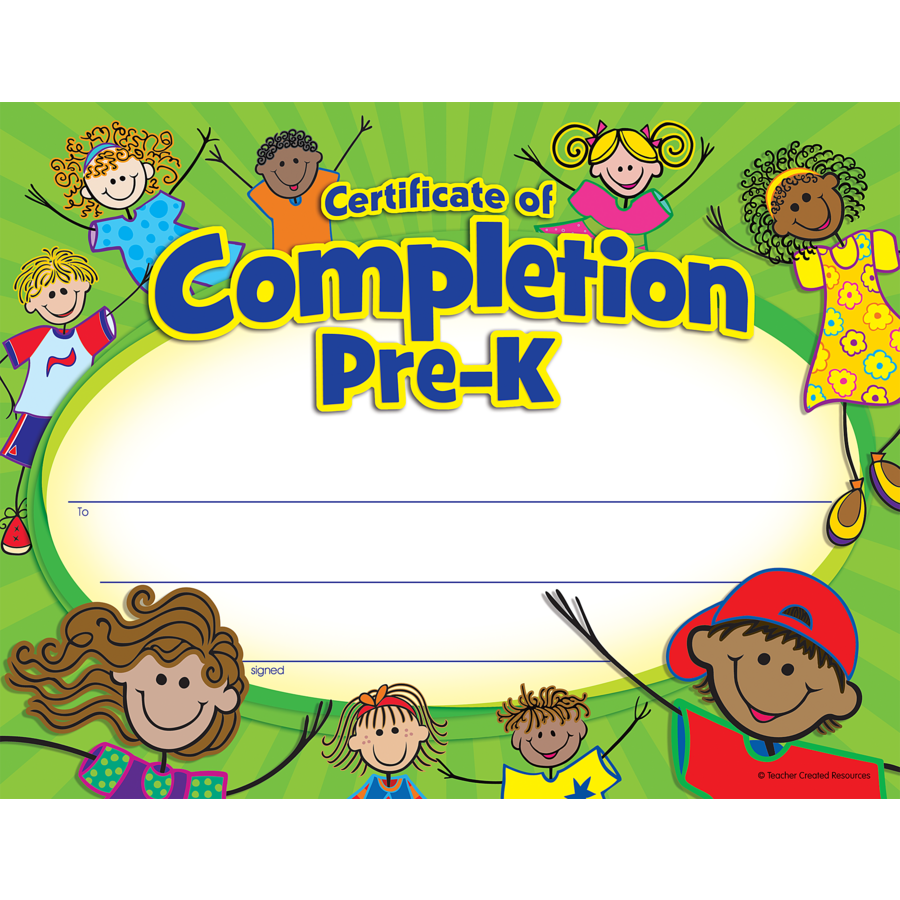 Pre K Certificate of Completion TCR4588 Teacher Created Resources