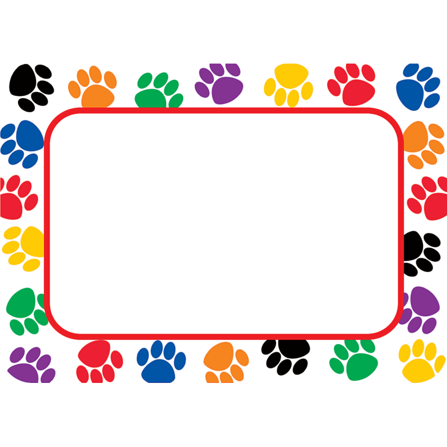 colorful paw prints name tagslabels tcr5168 teacher created resources