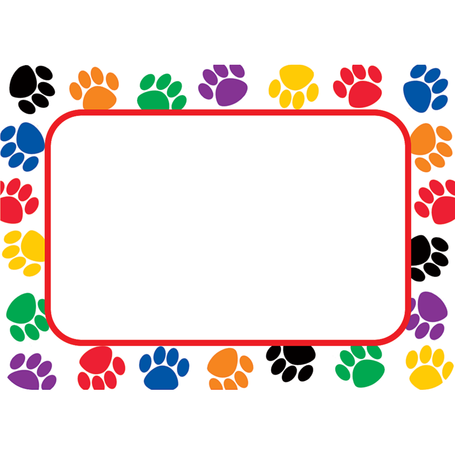 colorful paw prints name tagslabels tcr5168 teacher