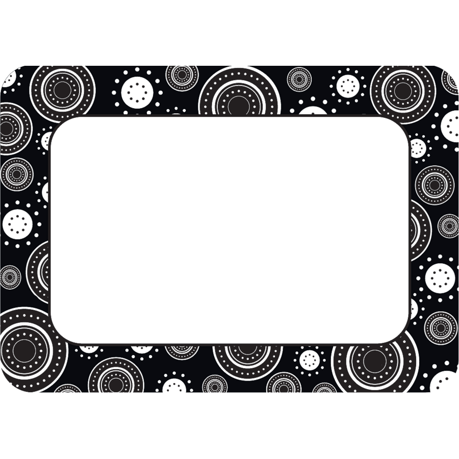 Black White Crazy Circles Name Tags Labels TCR5169 Teacher Created Resources