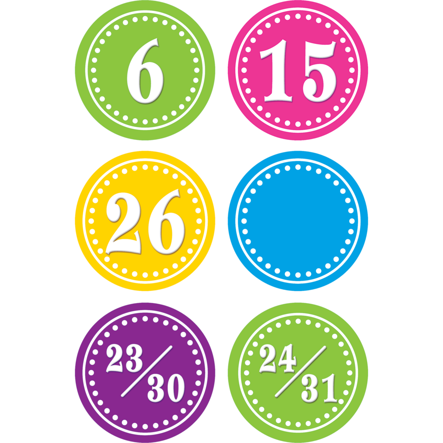 Bright Circles Calendar Days TCR5187 Teacher Created Resources