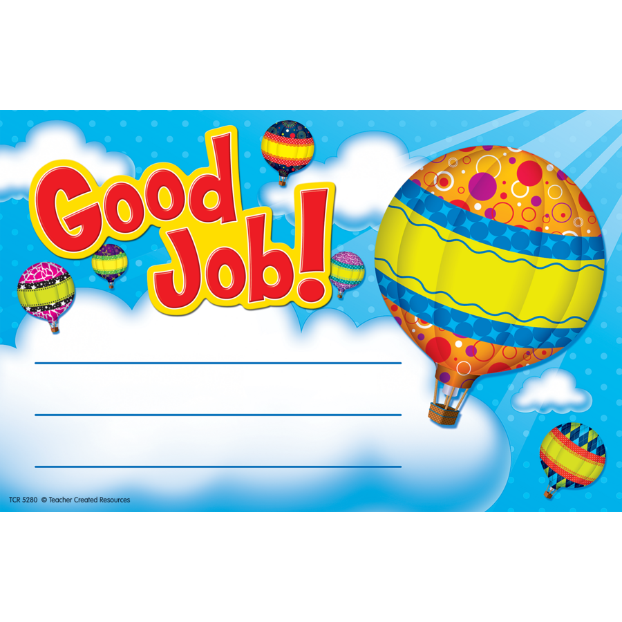Hot Air Balloons Good Job Awards Tcr5280 Teacher Created Resources
