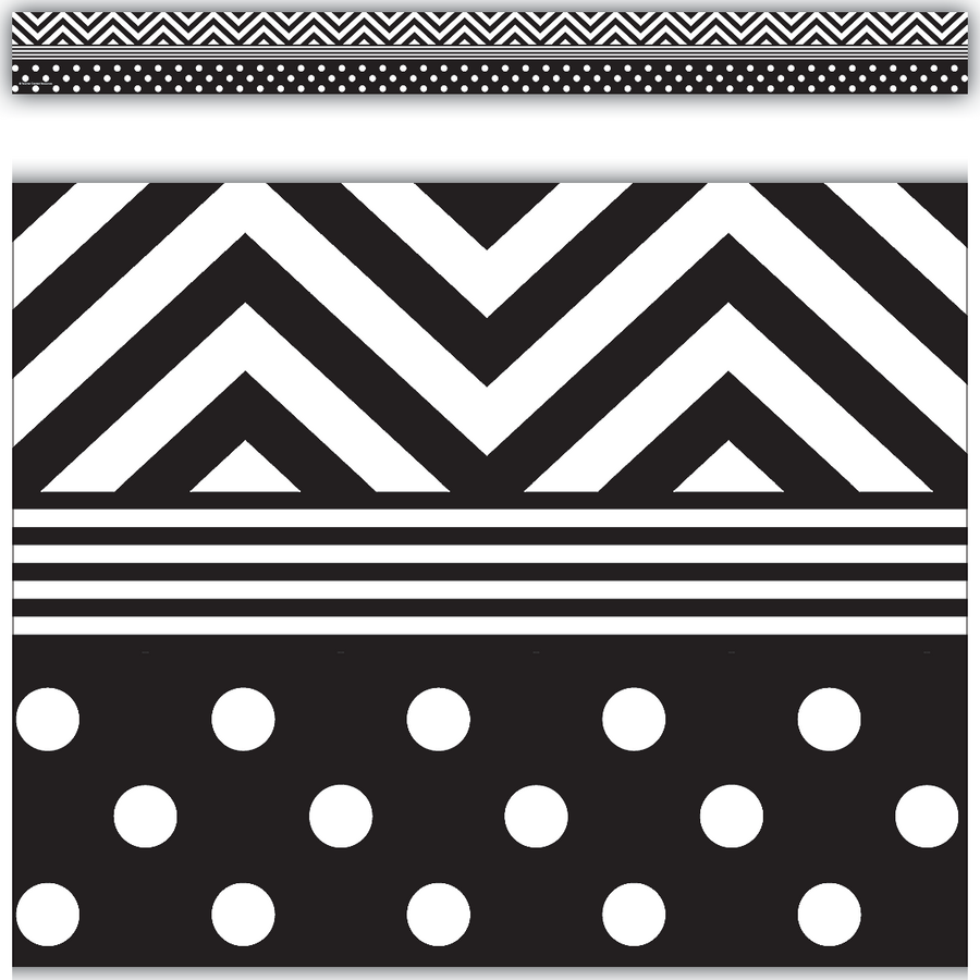 black-white-chevrons-and-dots-straight-border-trim-tcr5543