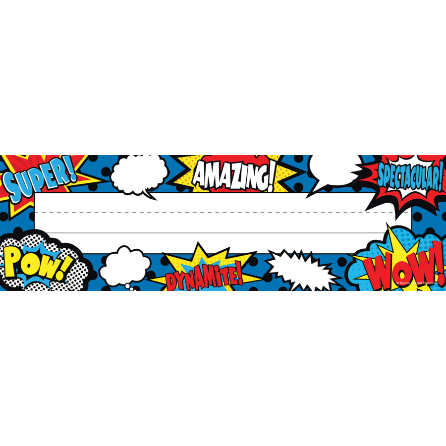 superhero flat name plates tcr5588 teacher created