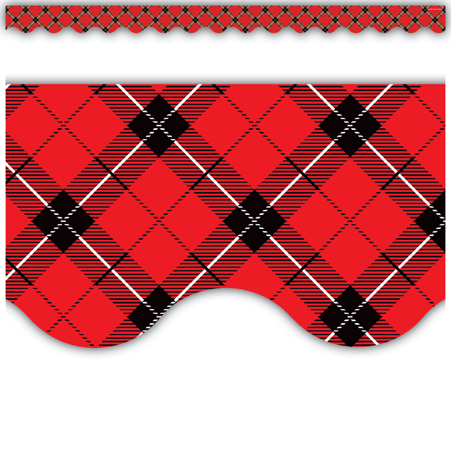 Red Plaid Scalloped Border Trim TCR5658 Teacher Created Resources