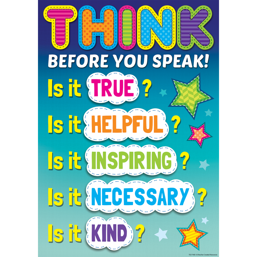 Think Before You Speak Positive Poster TCR7408 Teacher Created
