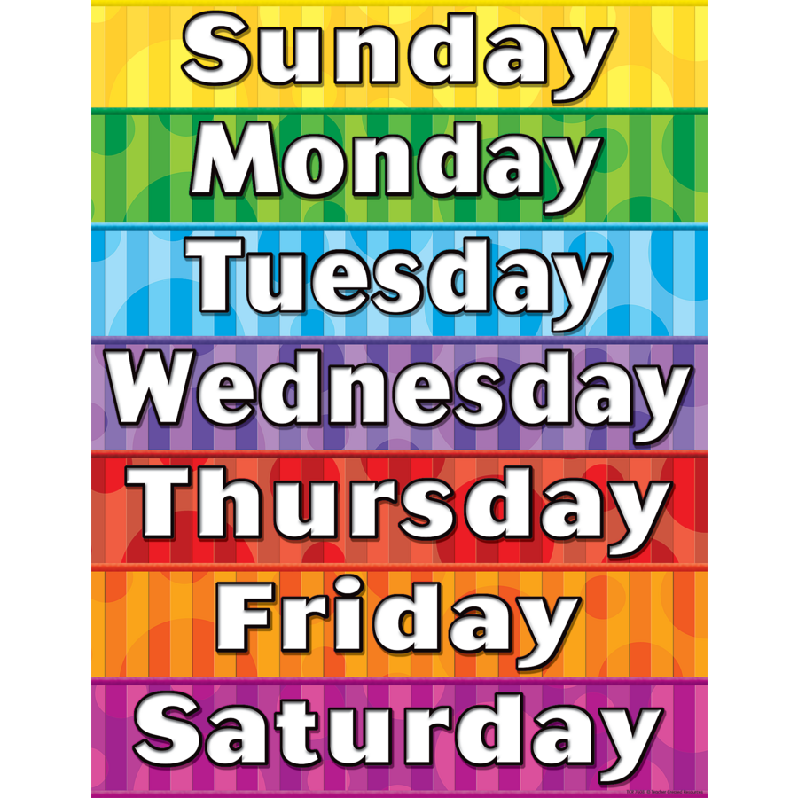 Days of the Week Chart TCR7608 Teacher Created Resources