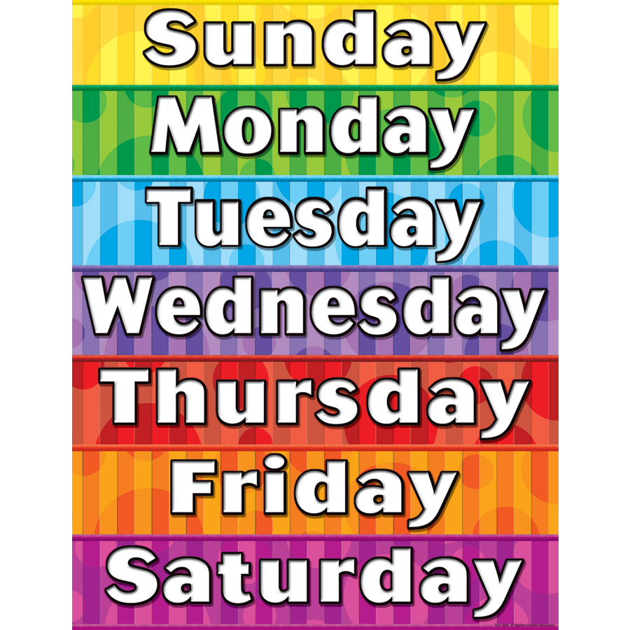 Days of the Week Chart - TCR7608  Teacher Created Resources