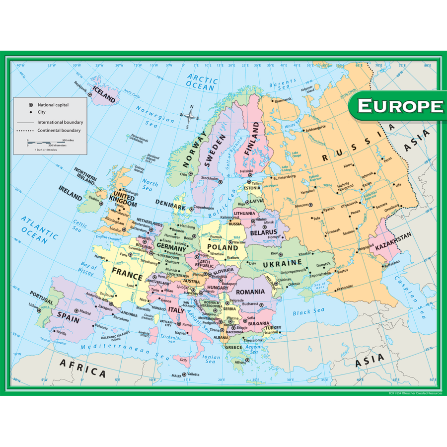 Europe Map Chart TCR7654 Teacher Created Resources