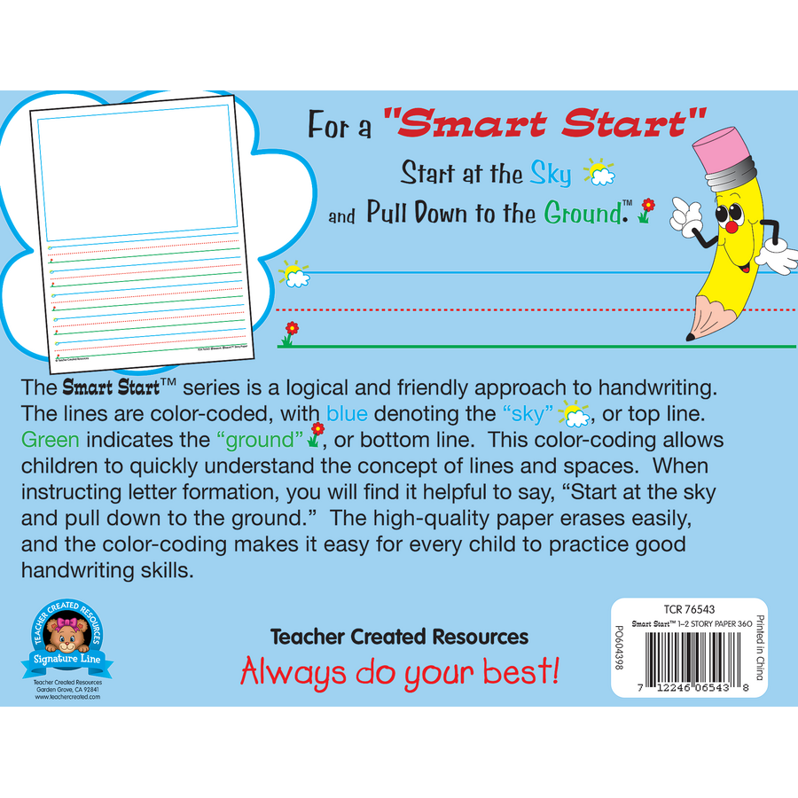 Smart Start 1 2 Story Paper 360 Sheets TCR76543 Teacher Created 