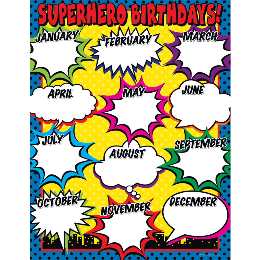 Superhero Birthday Chart - TCR7679 Teacher Created Resources