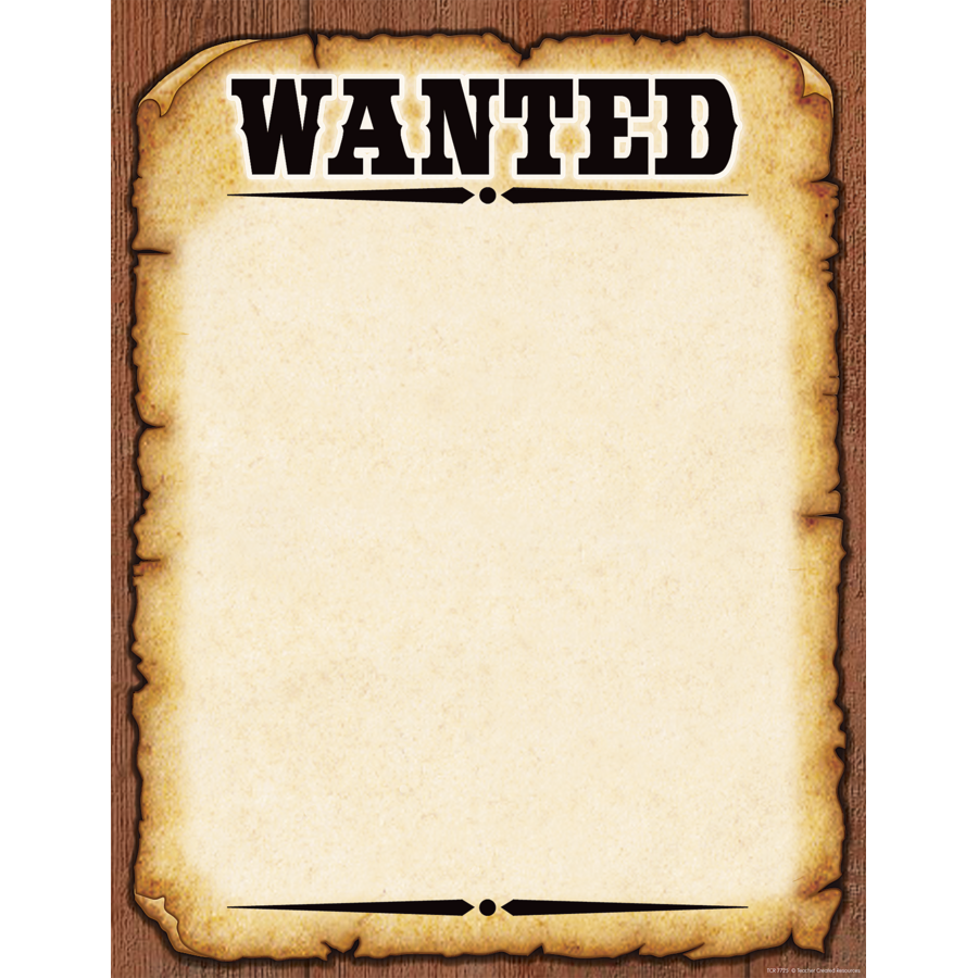 Western Wanted Poster With Blank Reward Section Printable