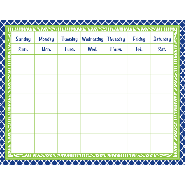 Navy & Lime Wild Moroccan Calendar Grid - TCR77092 | Teacher Created ...