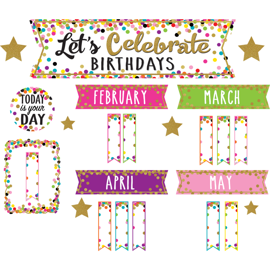 Confetti Let's Celebrate Birthdays Mini Bulletin Board - TCR5884