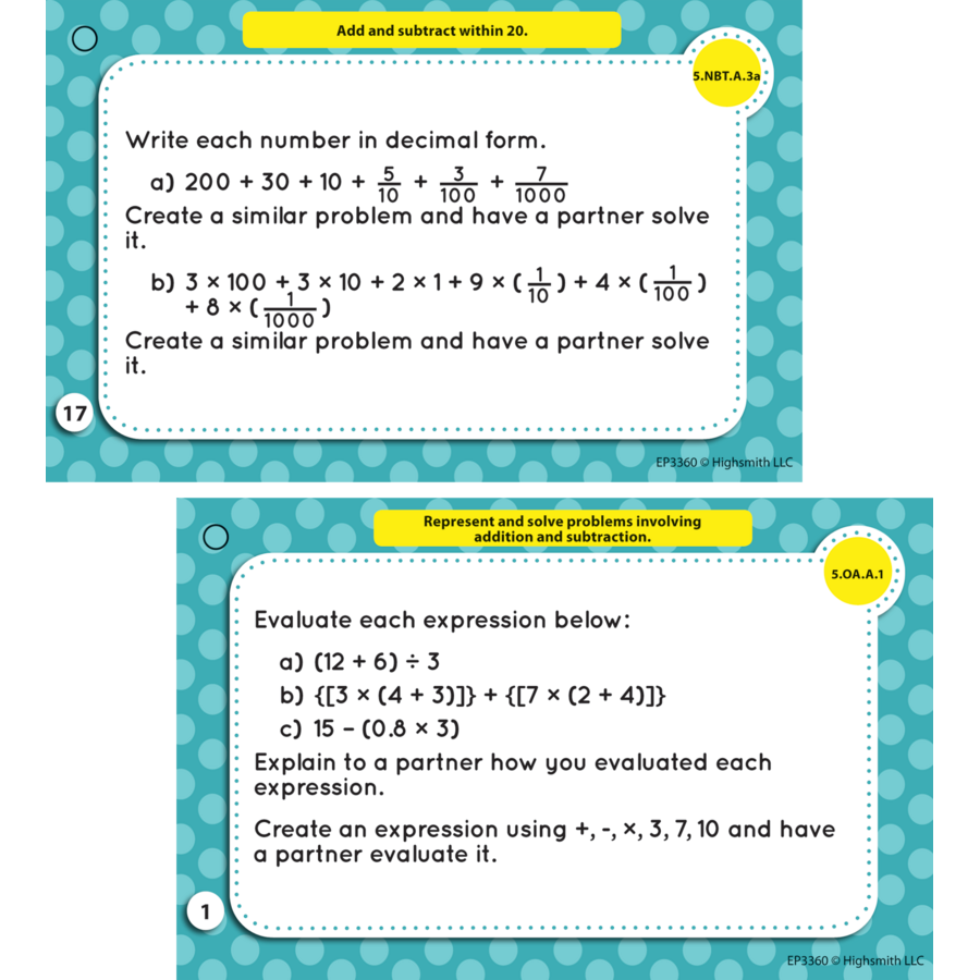 Common Core Math Task Cards Grade 5 TCR63348 Teacher Created Resources