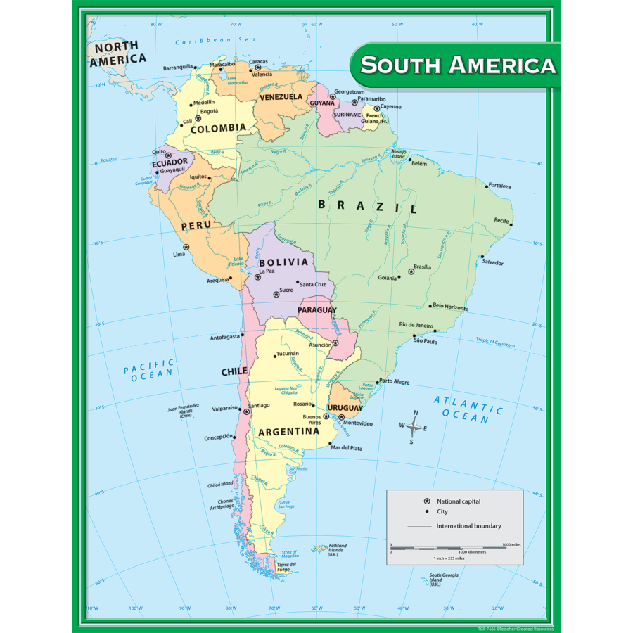 South America Map Chart - TCR7656 | Teacher Created Resources
