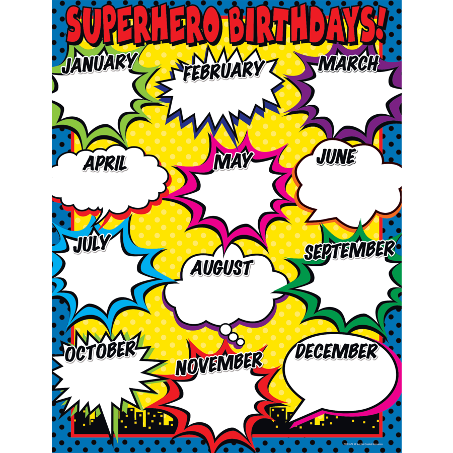 Superhero Birthday Chart TCR7679 Teacher Created Resources