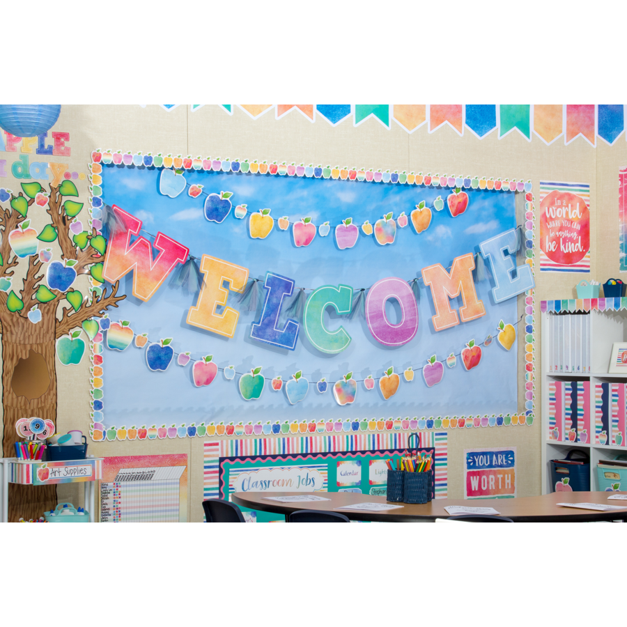 Watercolor Welcome Bulletin Board Display Set Tcr8190 Teacher