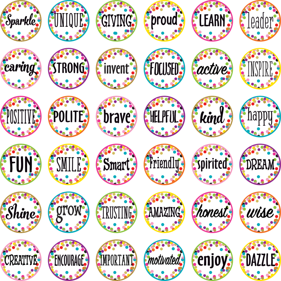 Confetti Positive Words Mini Accents TCR8732 Teacher Created Resources