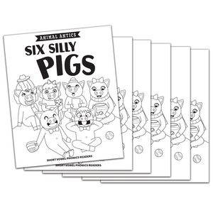 BSE53328 Animal Antics: Six Silly Pigs - Short i Vowel Reader (B/W version) - 6 Pack Image