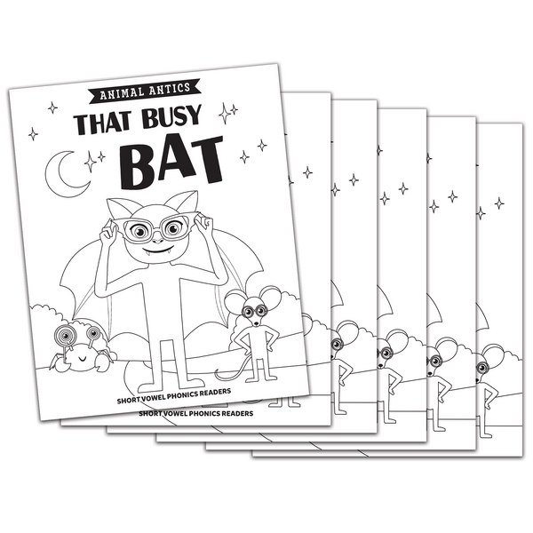 BSE53323 Animal Antics: That Busy Bat - Short a Vowel Reader (B/W version) - 6 Pack Image