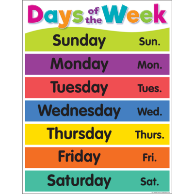 Colorful Days of the Week Chart - TCR7489 | Teacher Created Resources