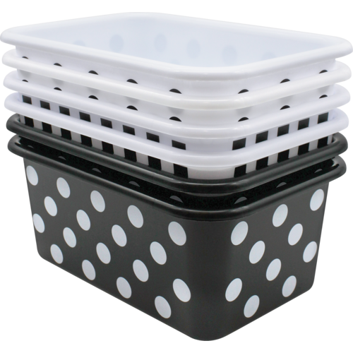 Black and White Design Small Plastic Storage Bins Set of 6 TCR2088642