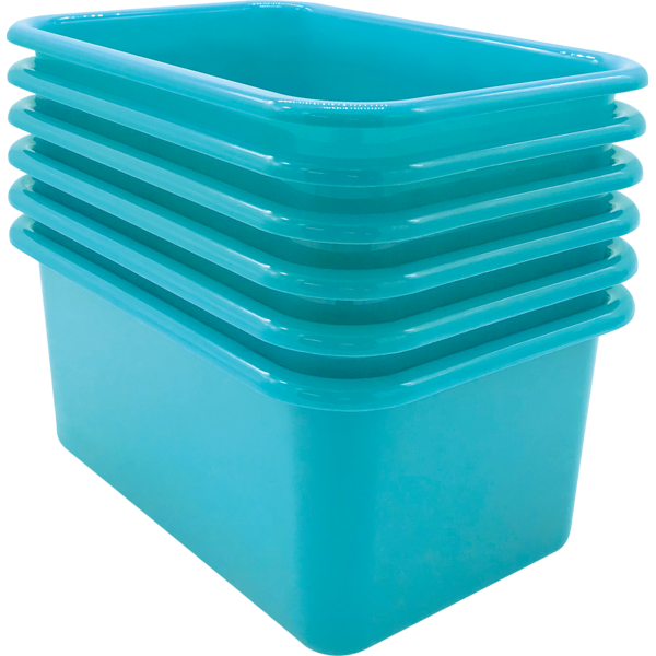 Teal Small Plastic Storage Bin 6 Pack TCR2088573 Teacher Created