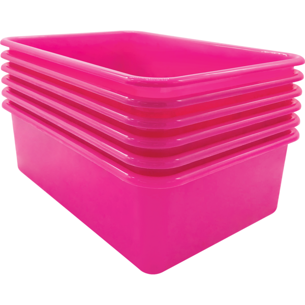 Pink Large Plastic Storage Bin 6 Pack TCR2088594 Teacher Created