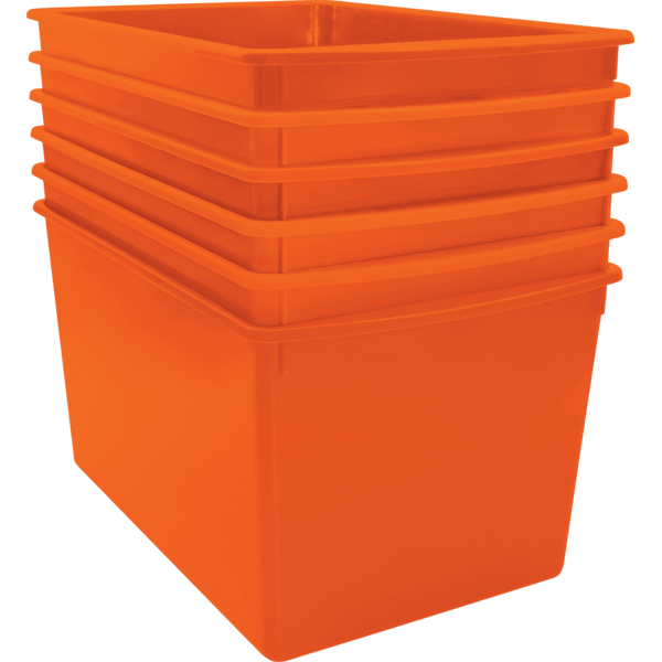Orange Plastic MultiPurpose Bin 6pack TCR2088661 Teacher Created