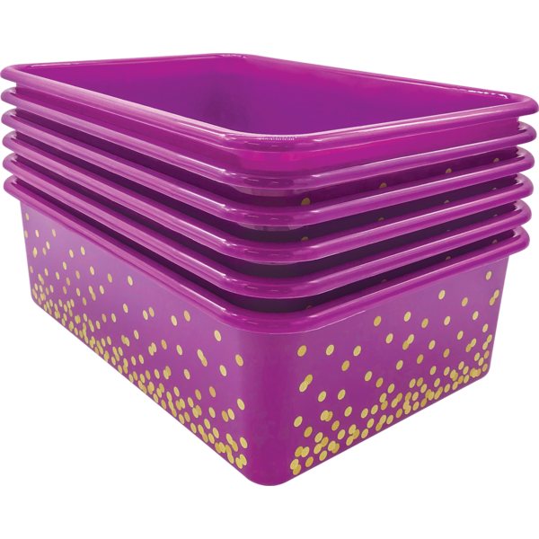 Purple Confetti Large Plastic Storage Bins 6Pack TCR32246 Teacher