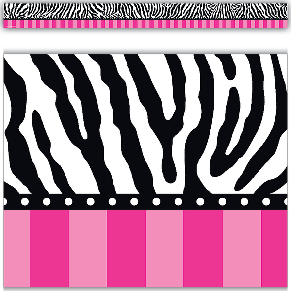 Zebra and Hot Pink Stripes Straight Border Trim TCR5505 Teacher