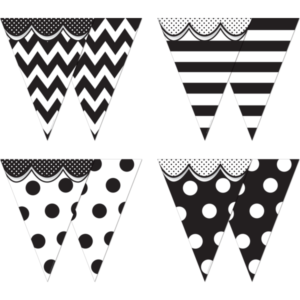 Big Bold Black & White Pennants - TCR74775 | Teacher Created Resources