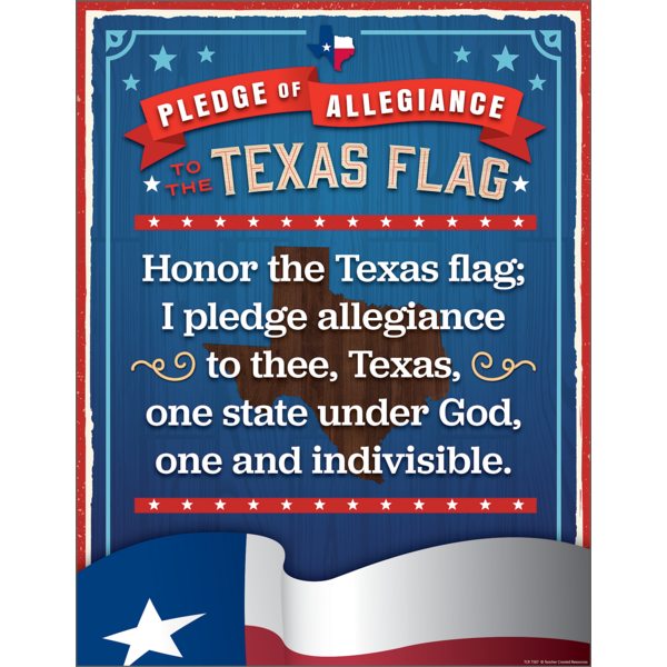 Pledge of Allegiance to the Texas Flag Chart TCR7587 Teacher