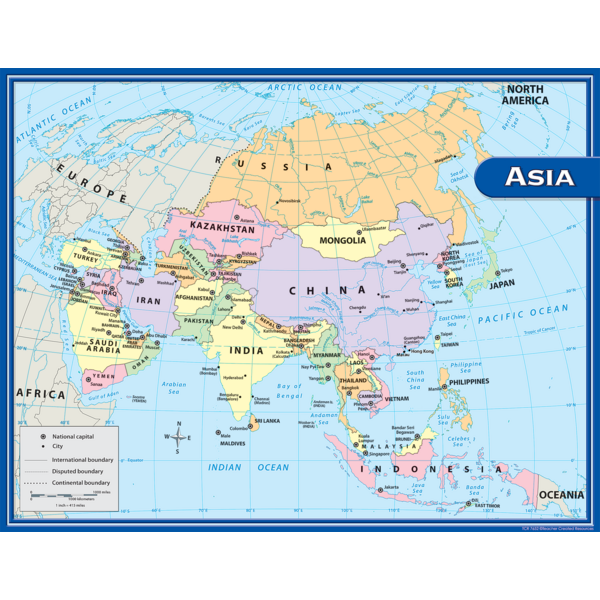Asia Map Chart TCR7652 Teacher Created Resources