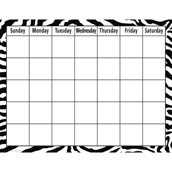Zebra Calendar Chart - TCR7750 | Teacher Created Resources