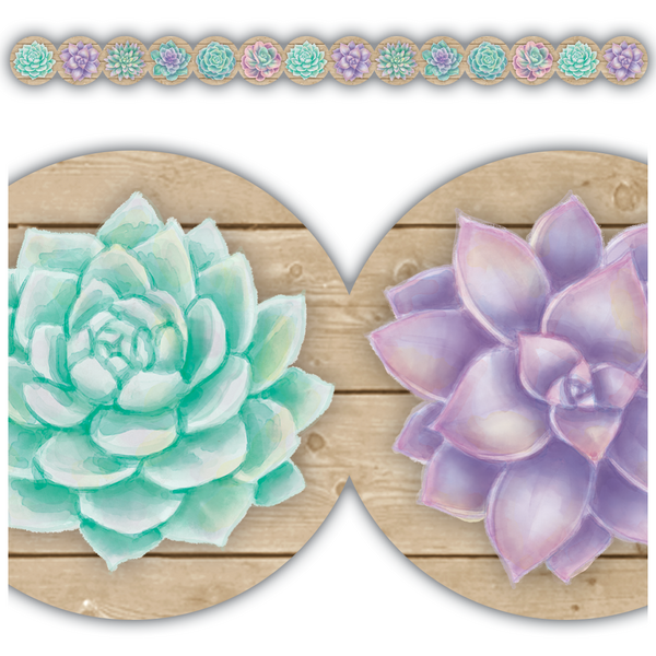 Rustic Bloom Succulents Die-Cut Border Trim - TCR8591 | Teacher Created ...