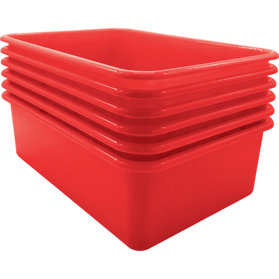 Red Large Plastic Storage Bin 6 Pack TCR2088590 Teacher Created   2088590 