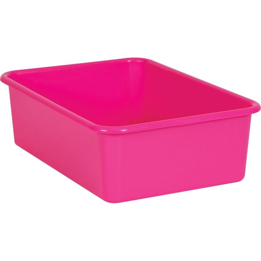 pink plastic toy bin