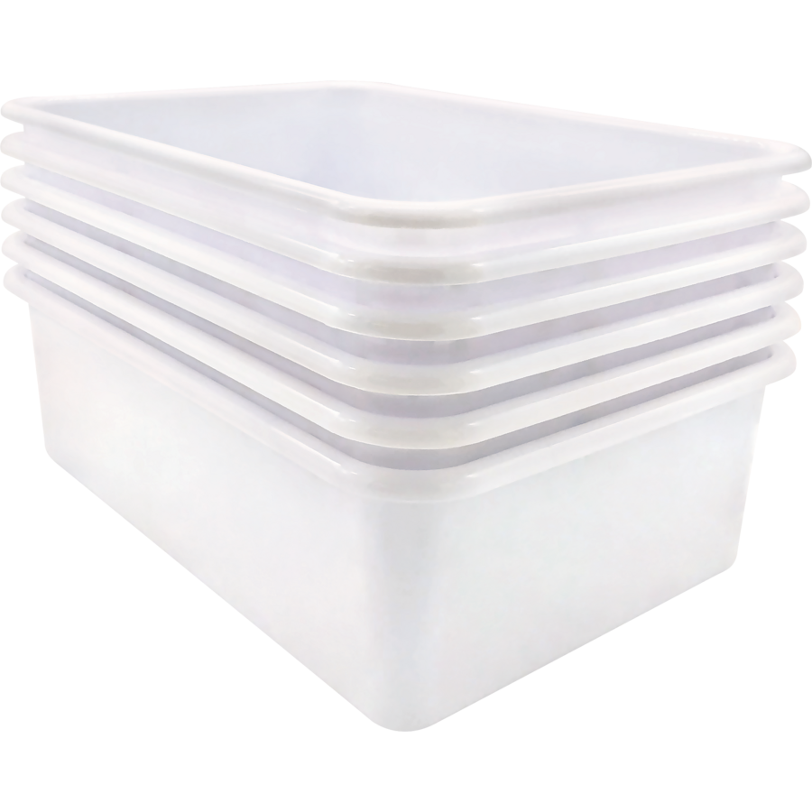 White Large Plastic Storage Bin 6 Pack - TCR2088603 | Teacher Created