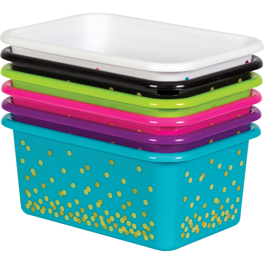 teal plastic storage bins