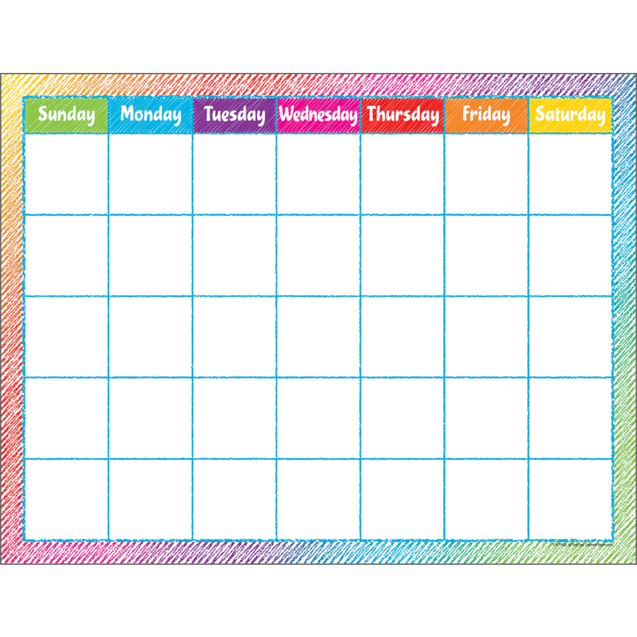 Colorful Scribble Calendar Chart TCR7525 Teacher Created Resources