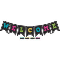 Chalkboard Brights Pennants Welcome Bulletin Board Display Set ...