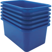 Blue Small Plastic Storage Bin 6 Pack