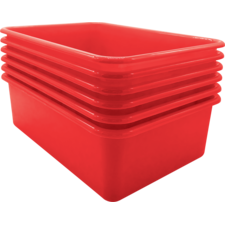 Red Large Plastic Storage Bin 6 Pack