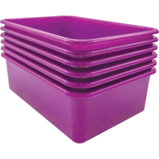 Purple Large Plastic Storage Bin 6 Pack