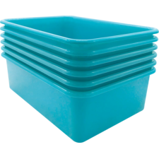 Teal Lage Plastic Storage Bin 6 Pack