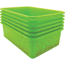 Lime Confetti Large Plastic Storage Bins 6-Pack