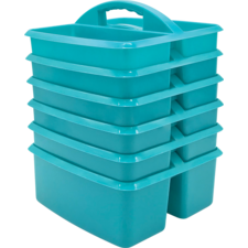 Teal Plastic Storage Caddies 6-Pack