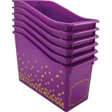 Purple Confetti Plastic Book Bins 6-Pack